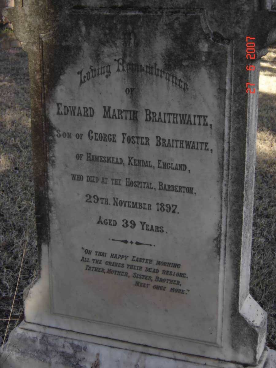 BRAITHWAITE Edward Martin -1897