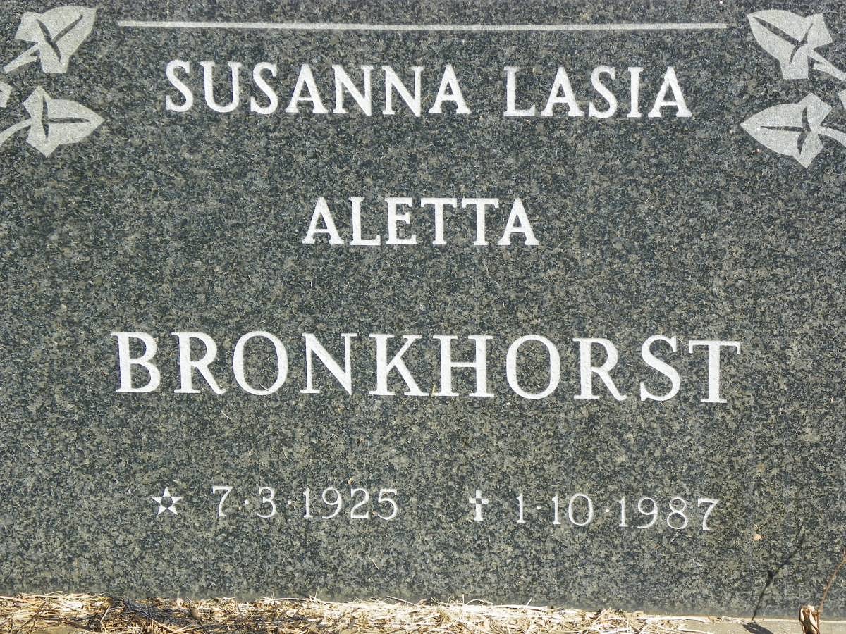 BRONKHORST Susanna Lasia Aletta 1925-1987