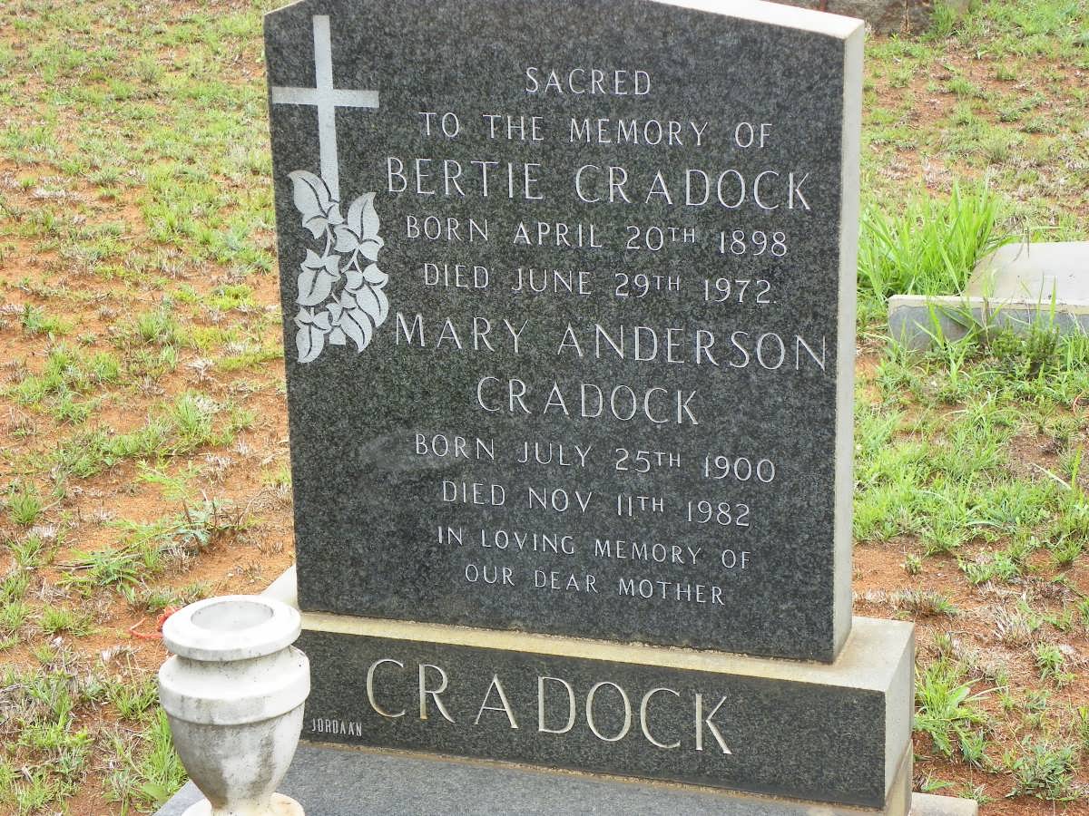 CRADOCK Bertie 1898-1972 &amp; Mary ANDERSON 1900-1982