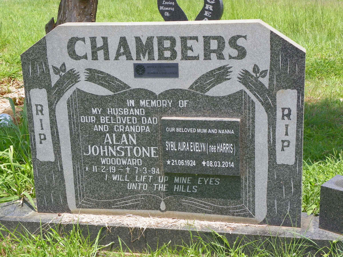 CHAMBERS Alan Johnstone Woodward 1919-1994 &amp; Sybil Aura Evelyn HARRIS 1924-2014