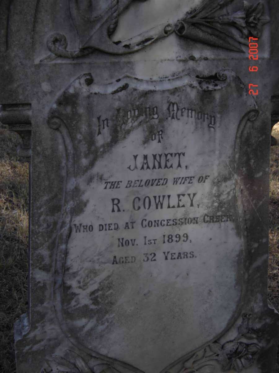 COWLEY Janet -1899