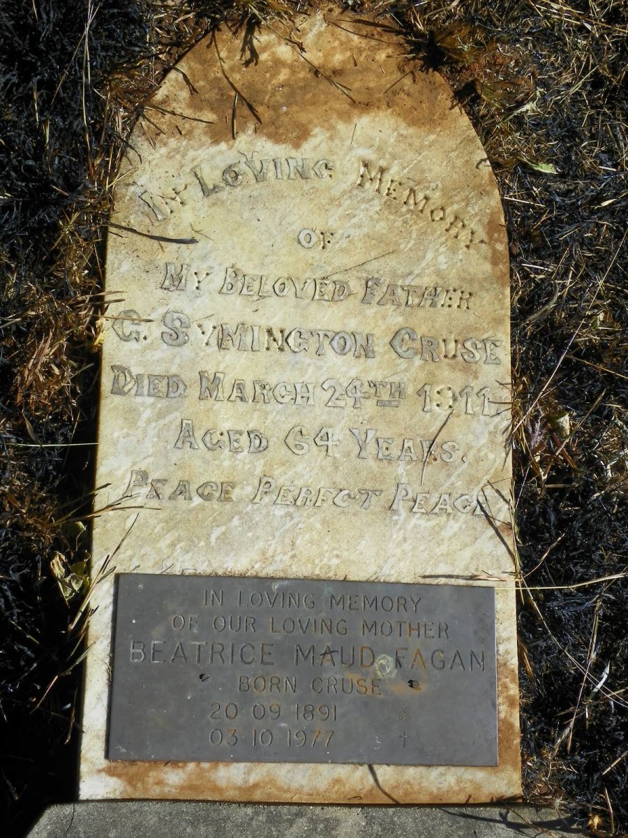 CRUSE G. Symington -1911 :: FAGAN Beatrice Maud nee CRUSE 1891-1977