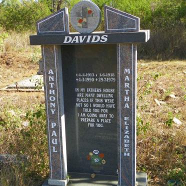 DAVIDS Anthony Paul 1913-1990 &amp; Martha Elizabeth 1918-1979