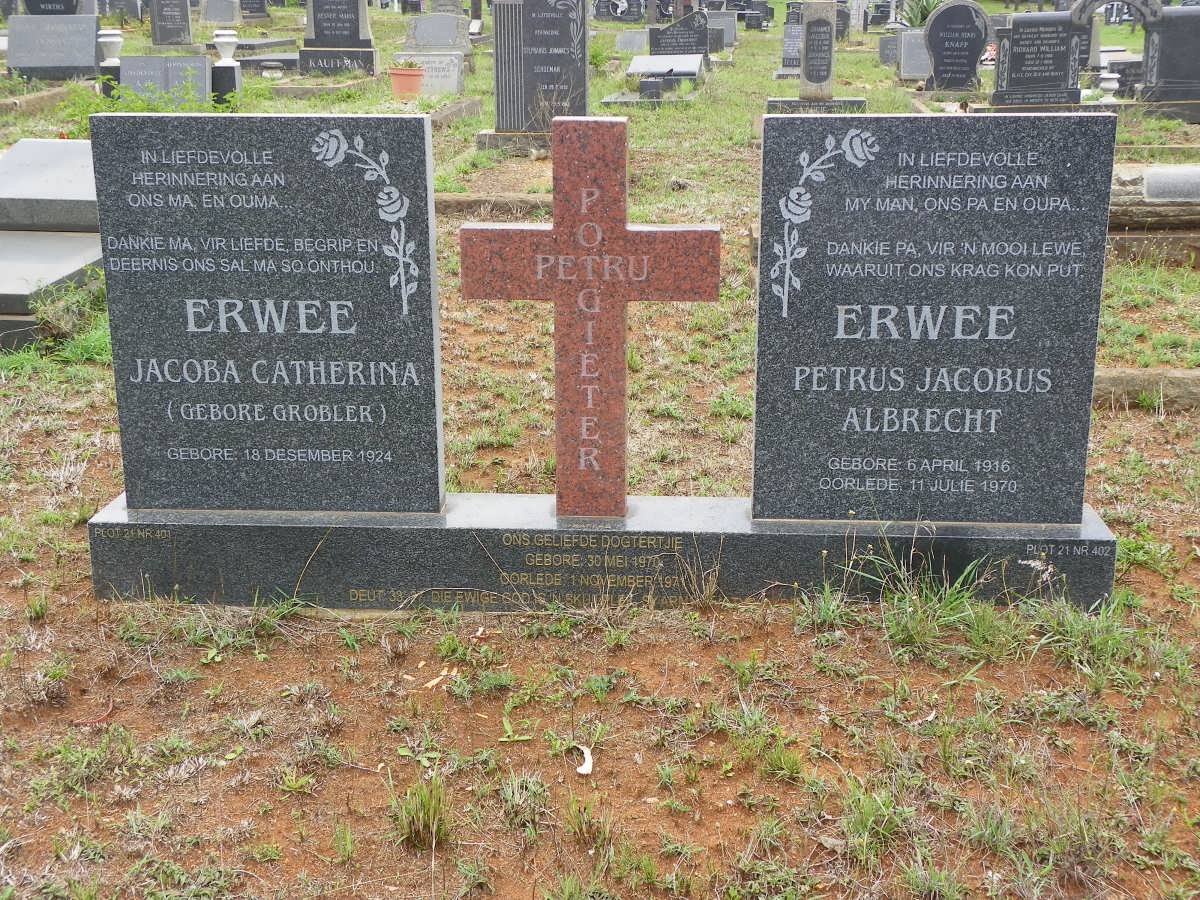 ERWEE Petrus Jacobus Albrecht 1916-1970 & Jacoba Catherina GROBLER 1924- :: POTGIETER Petro 1970-1971