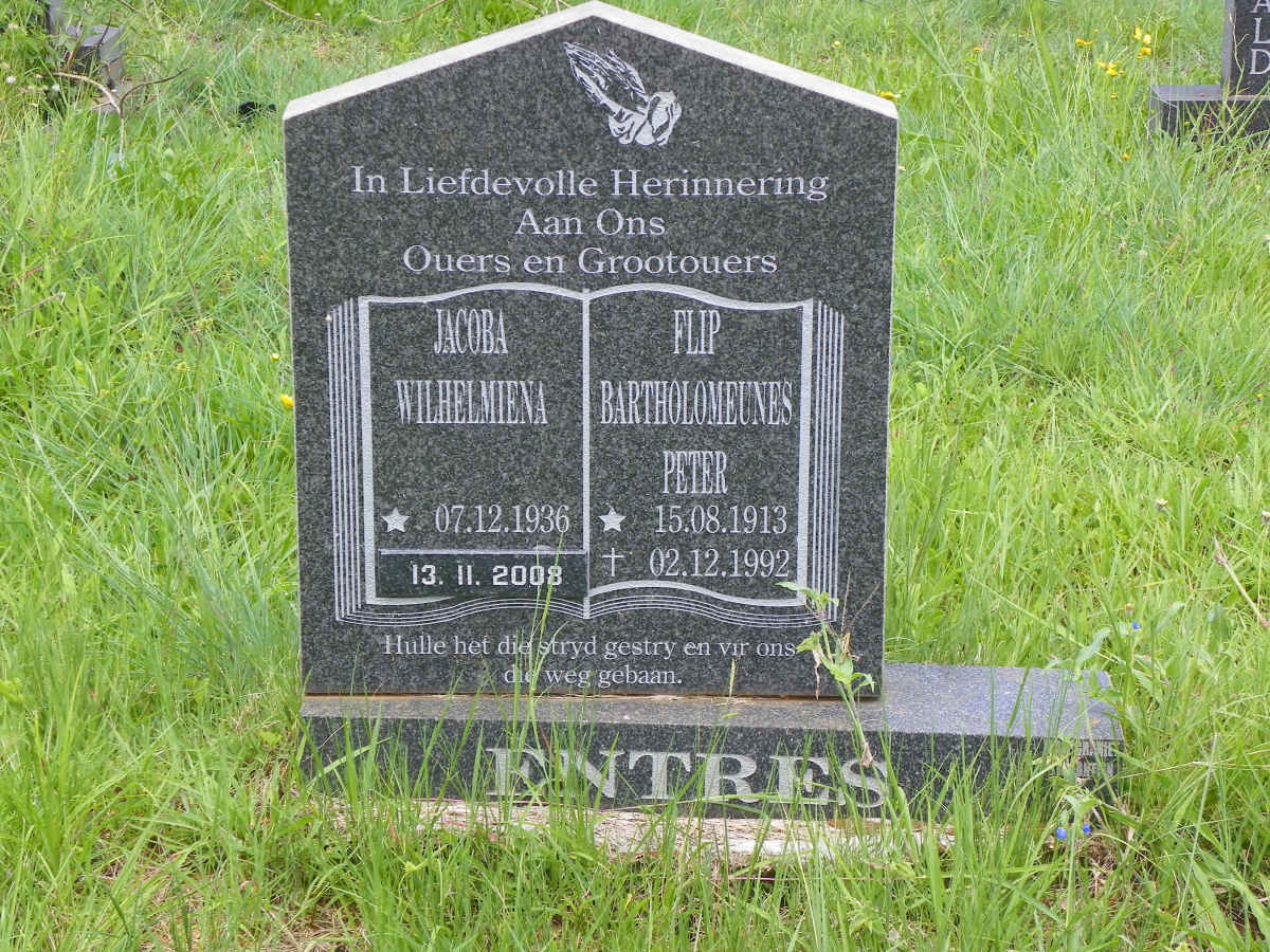ENTRES Flip Bartholomeunes Peter 1913-1992 &amp; Jacoba Wilhelmiena 1936-2008