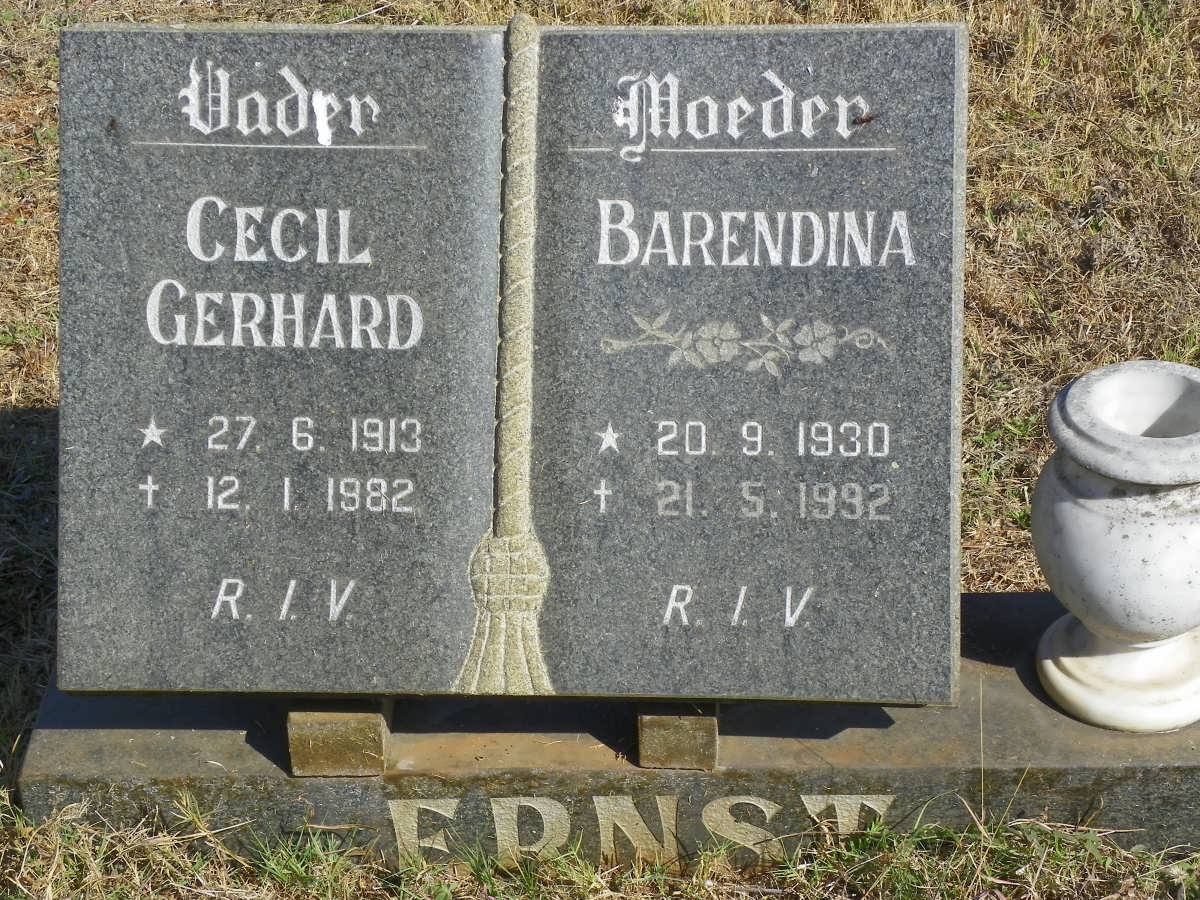 ERNST Cecil Gerhard 1913-1982 &amp; Barendina 1930-1992