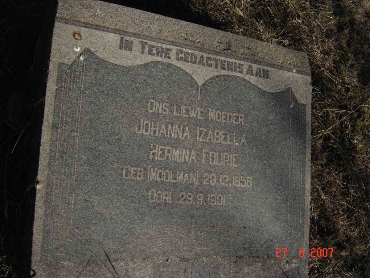 FOURIE Johanna Izabella Hermina nee MOOLMAN 1856-1901