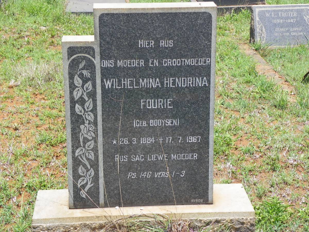 FOURIE Wilhelmina Hendrina nee BOOYSEN 1884-1967