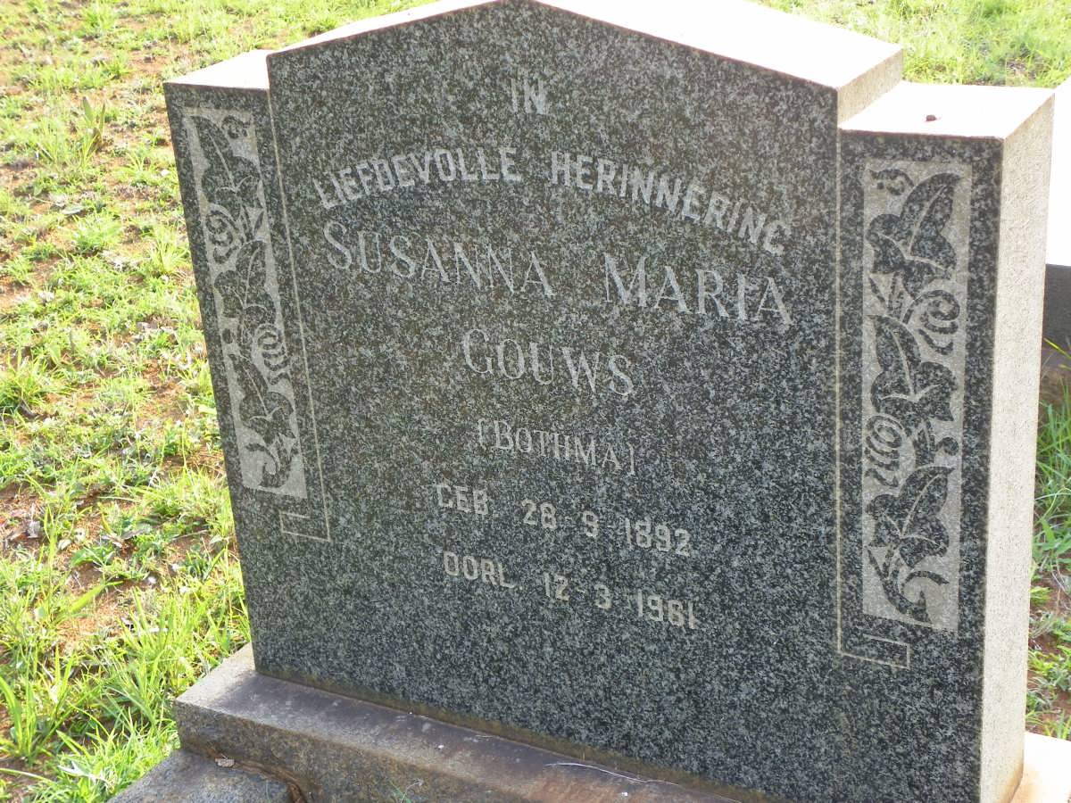 GOUWS Susanna Maria nee BOTHMA 1892-1981