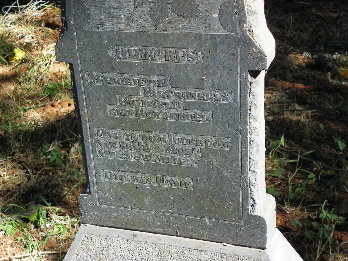 GRIMSELL Margrietha Pietronella nee KOEKEMOER -1935