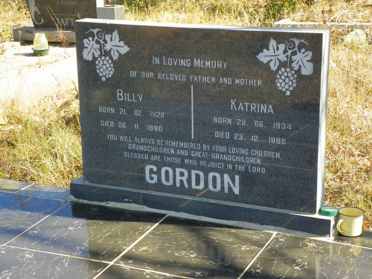 GORDON Billy 1928-1990 &amp; Katrina 1934-1985