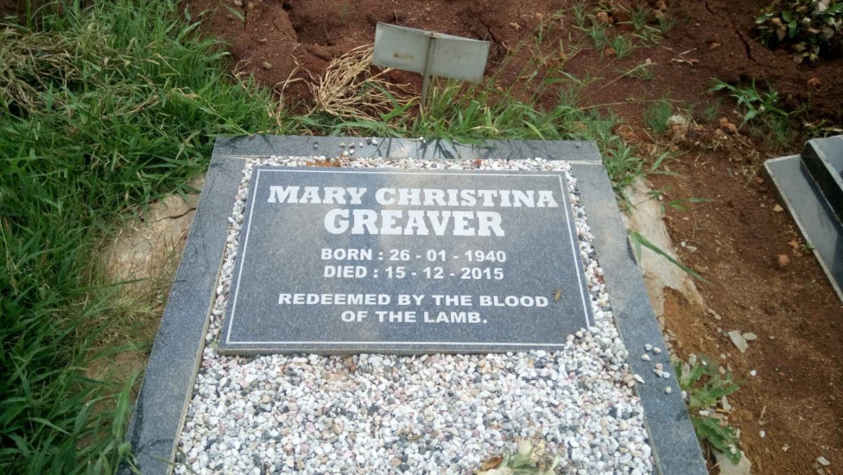GREAVER Mary Christina 1940-2015