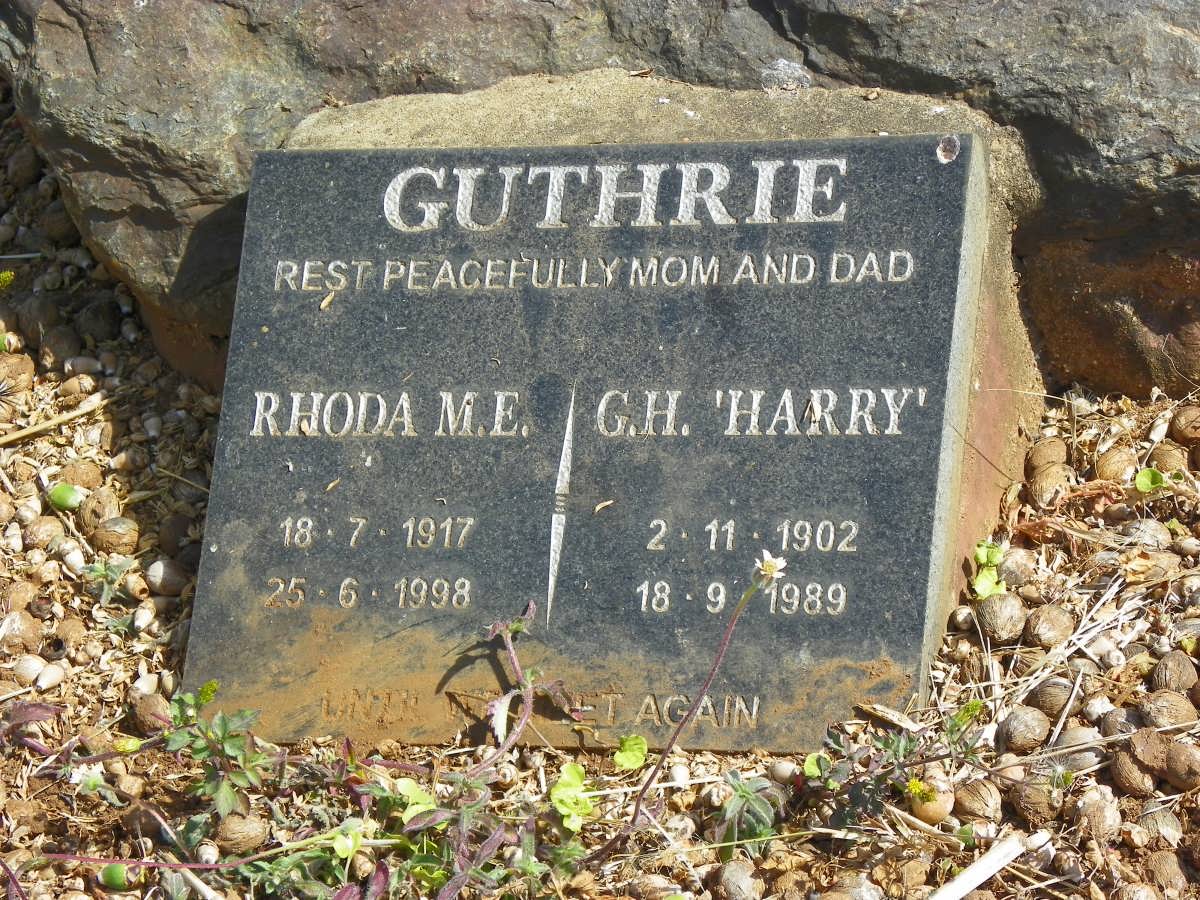 GUTHRIE G.H. 1902-1989 &amp; Rhoda M.E. 1917-1998