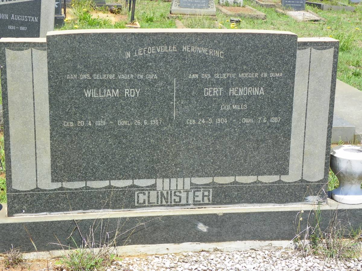 GLINISTER William Roy 1891-1967 &amp; Gert Hendrina MILLS 1904-1967