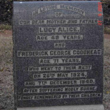 GOODHEAD Frederick George -1940 &amp; Lucy Alice -1924