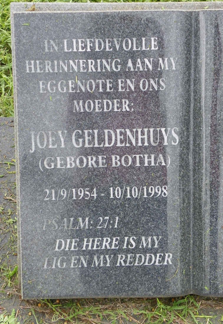 GELDENHUYS Joey nee BOTHA 1954-1998