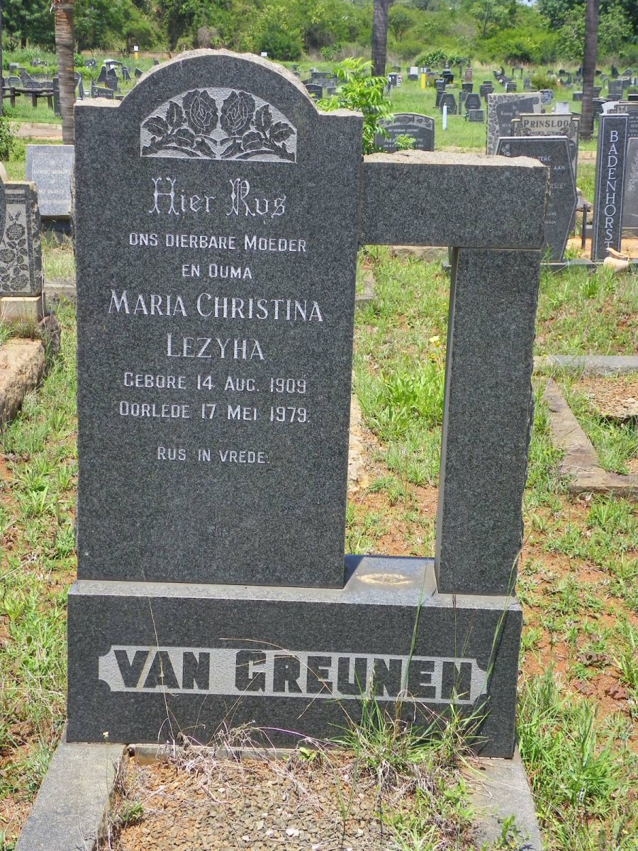 GREUNEN Maria Christina Lezyha, van 1909-1979