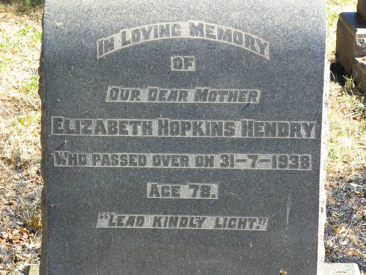 HENDRY Elizabeth Hopkins -1938