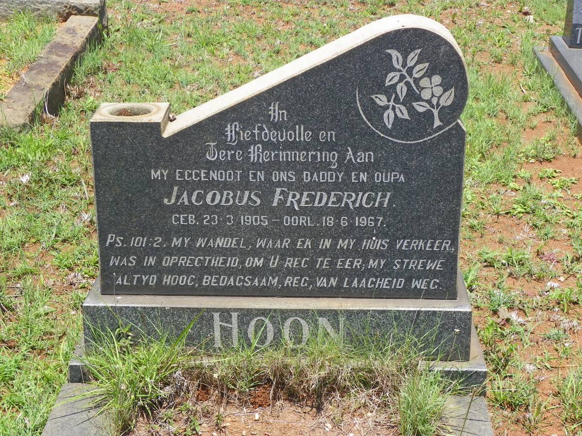 HOON Jacobus Frederich 1905-1967