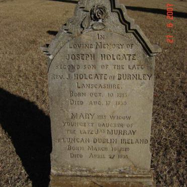 HOLGATE Joseph 1813-1889 &amp;  Mary MURRAY 1819-1895