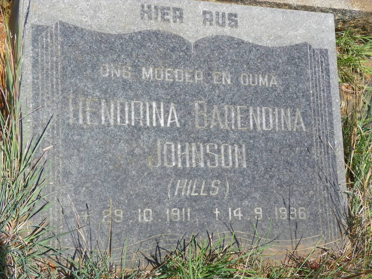 JOHNSON Hendrina Barendina nee HILLS 1911-19?6