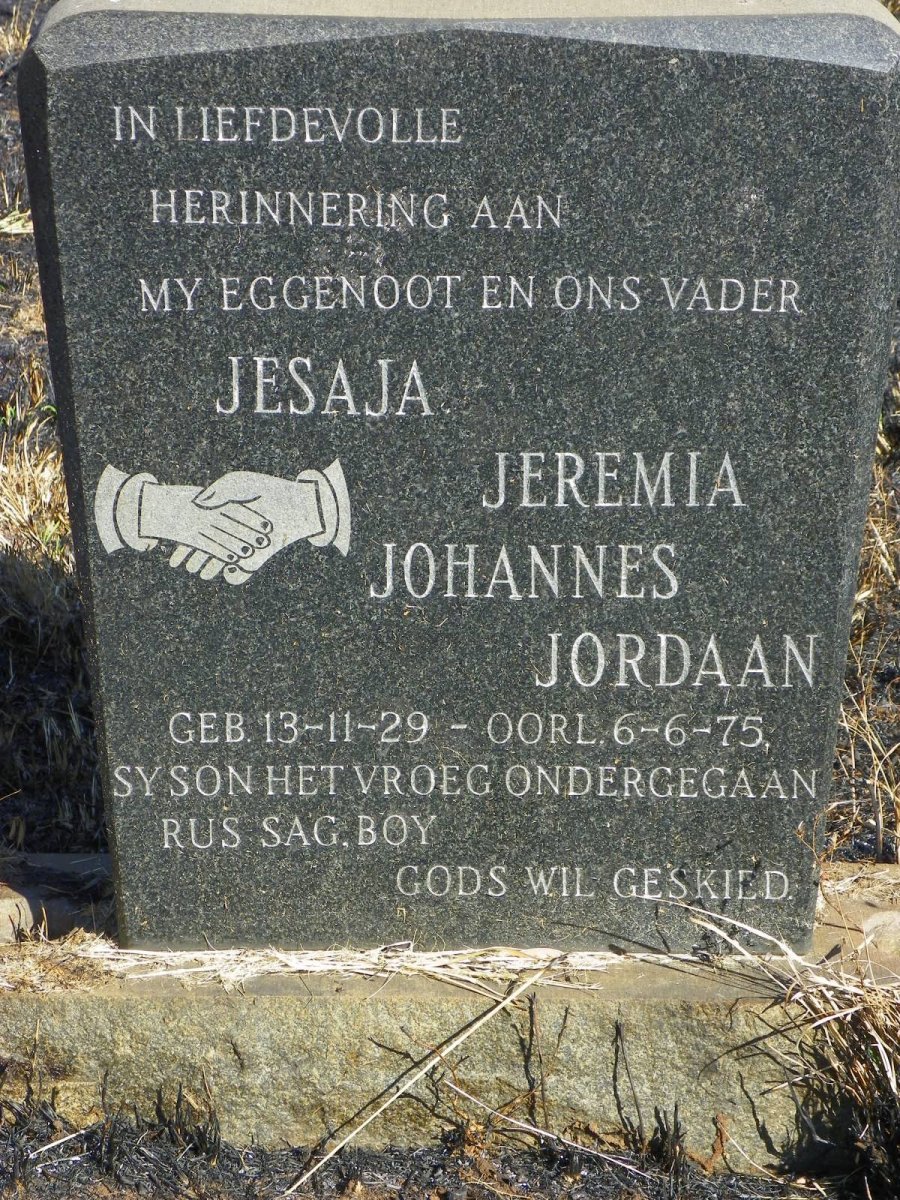 JORDAAN Jesaja Jeremia Johannes 1929-1975