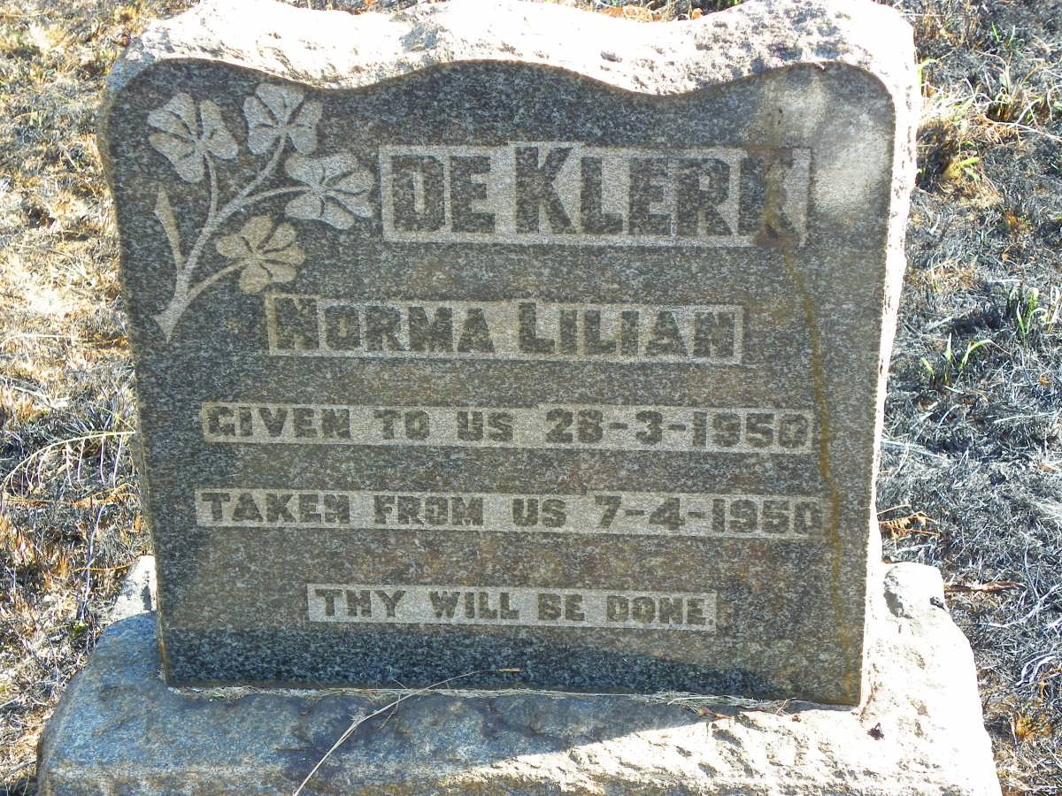 KLERK Norma Lilian, de 1950-1950