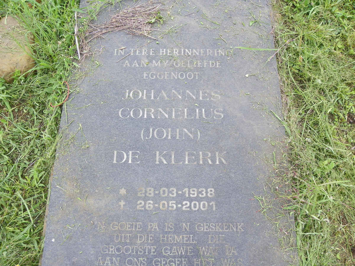 KLERK Johannes Cornelius, de 1938-2001