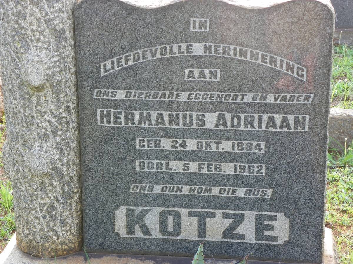 KOTZE Hermanus Adriaan 1884-1962