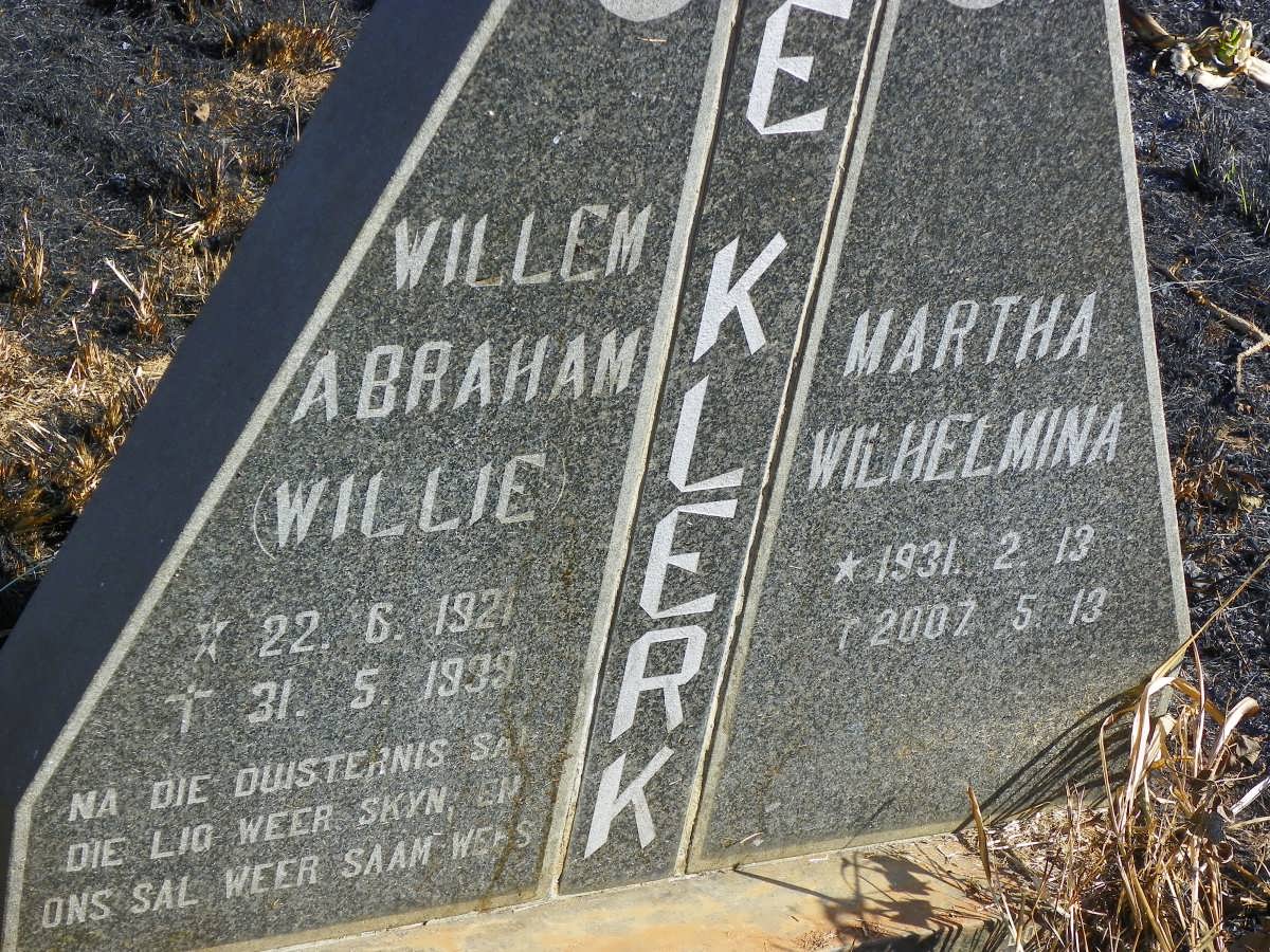 KLERK Willem Abraham, de 1921-1999 &amp; Martha Wilhelmina 1931-2007