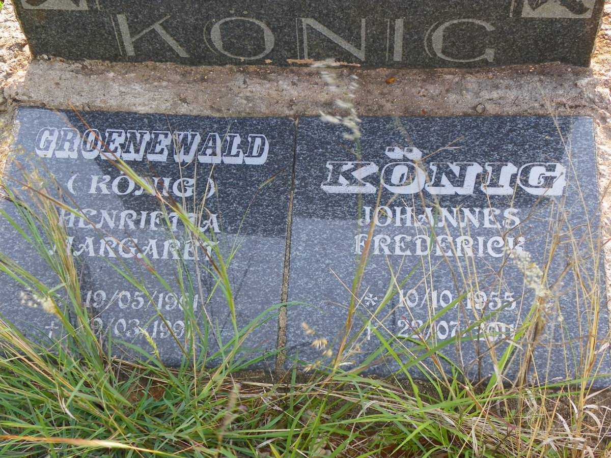 KÖNIG Johannes Frederick 1955-2011 :: GROENEWALD Henrietta Margaret nee KÖNIG 1961-1997