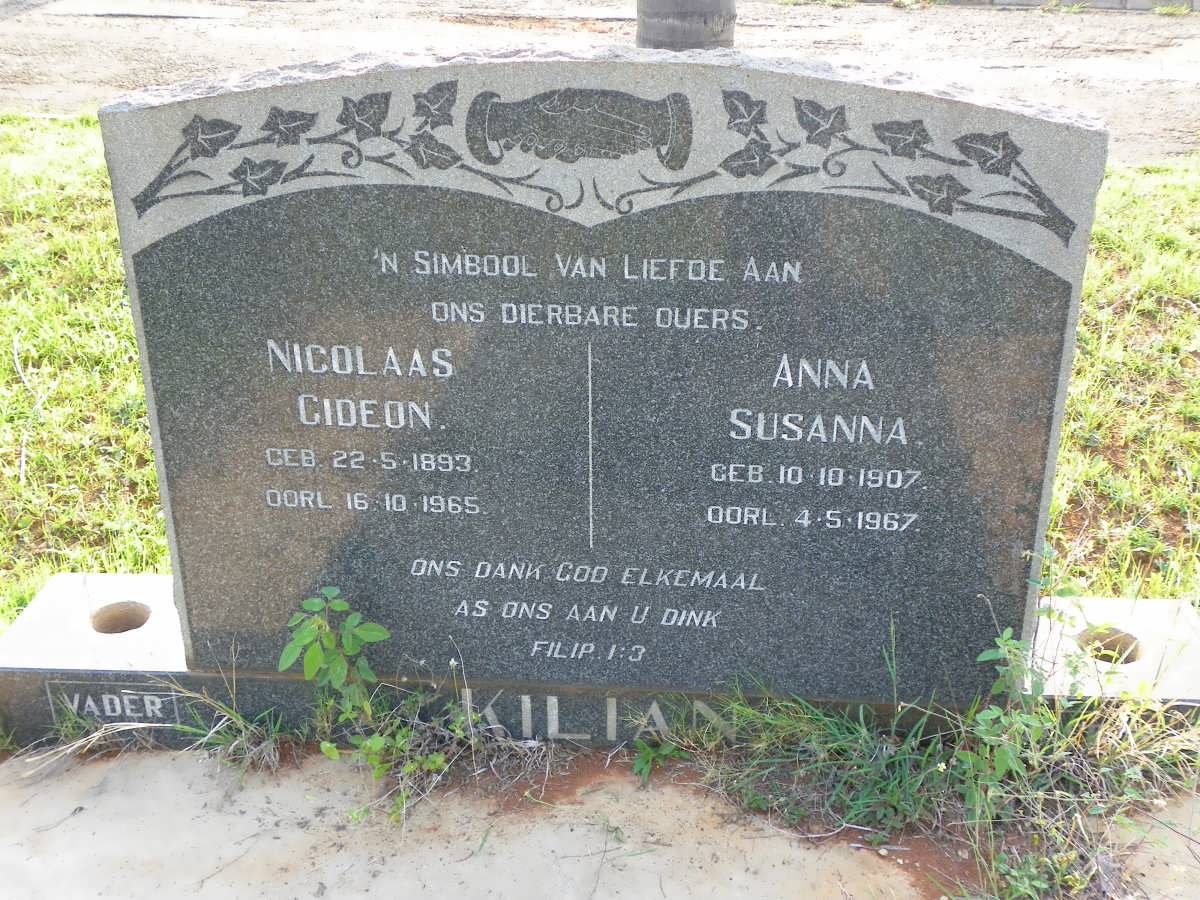 KILIAN Nicolaas Gideon 1893-1965 &amp; Anna Susanna 1907-1967