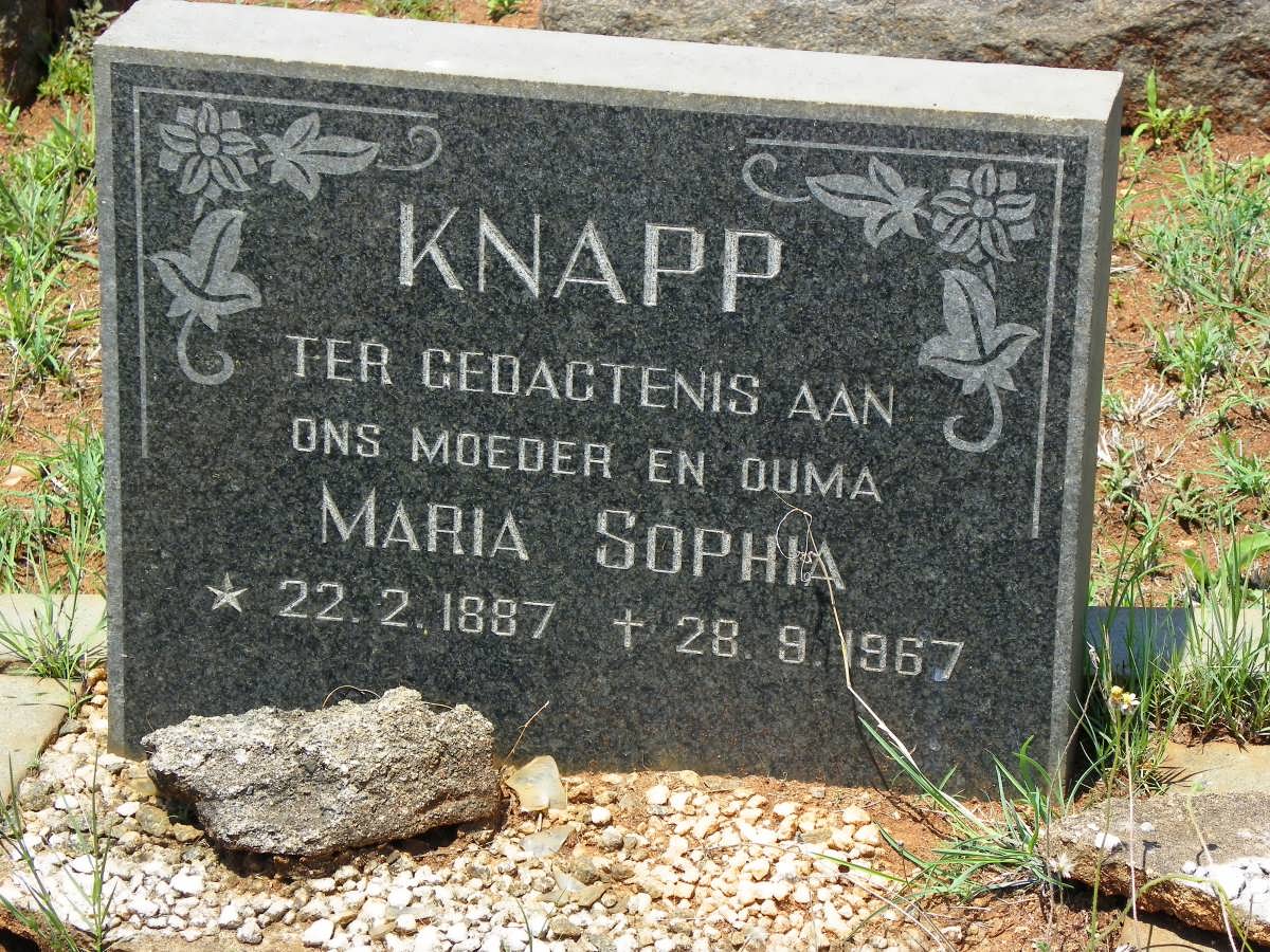 KNAPP Maria Sophia 1887-1967