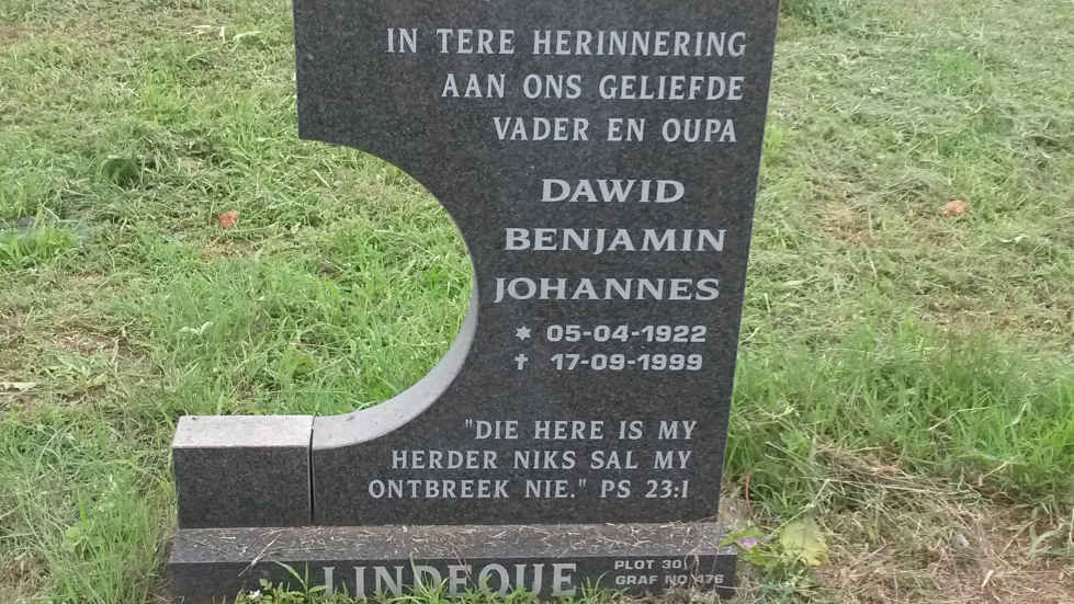 LINDEQUE Dawid Benjamin Johannes 1922-1999