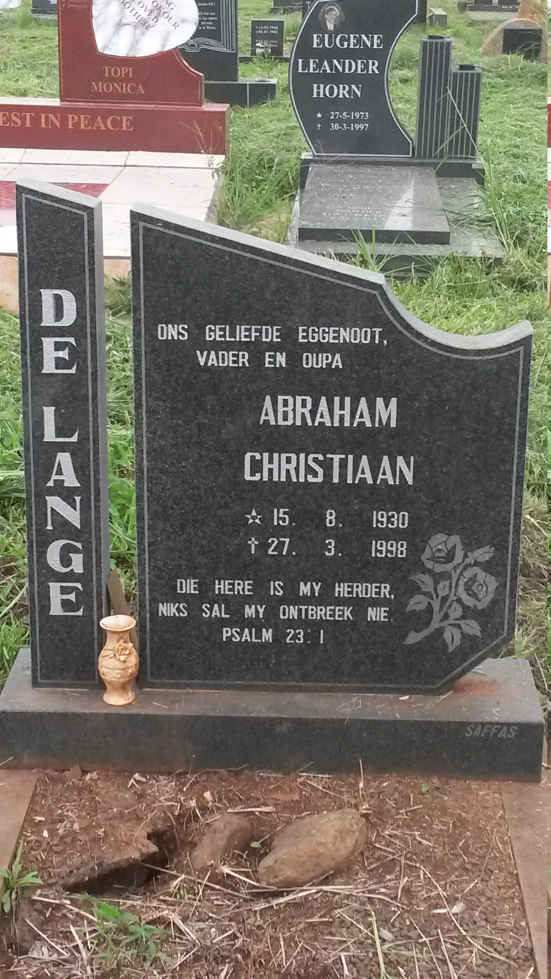 LANGE Abraham Christiaan, de 1930-1998