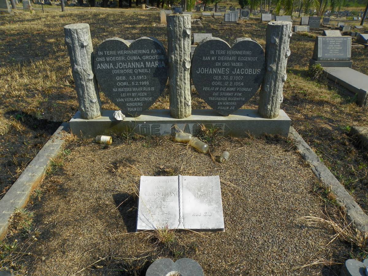 LANGE Johannes Jacobus, de 1907-1954 &amp; Anna Johanna Maria O'NEIL 1913-1998 :: DE LANGE Christiaan 1949-1967