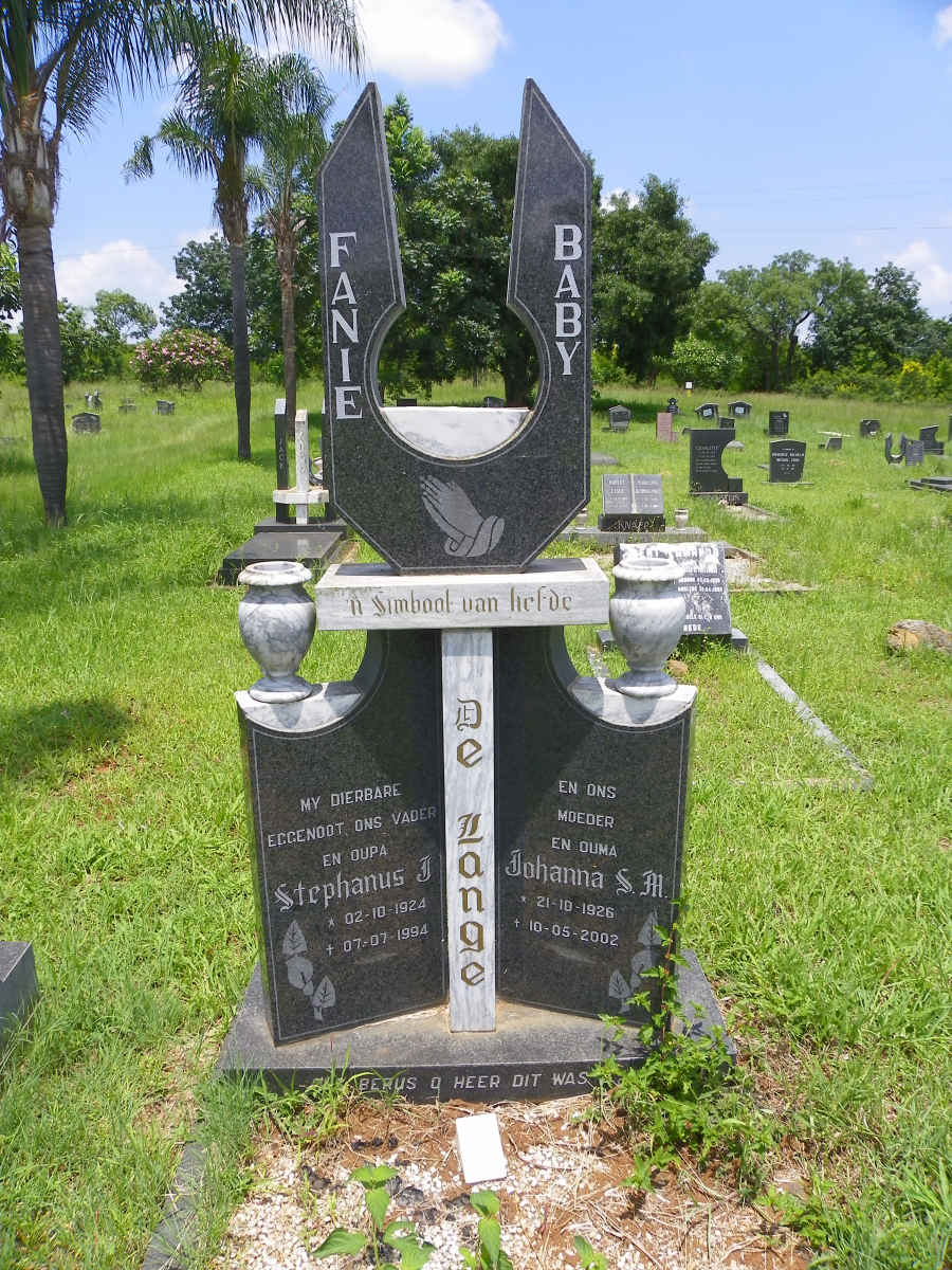 LANGE Stephanus J., de 1924-1994 & Johanna S.M. 1926-2002
