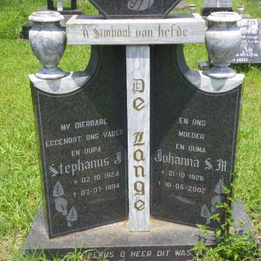 LANGE Stephanus J., de 1924-1994 & Johanna S.M. 1926-2002