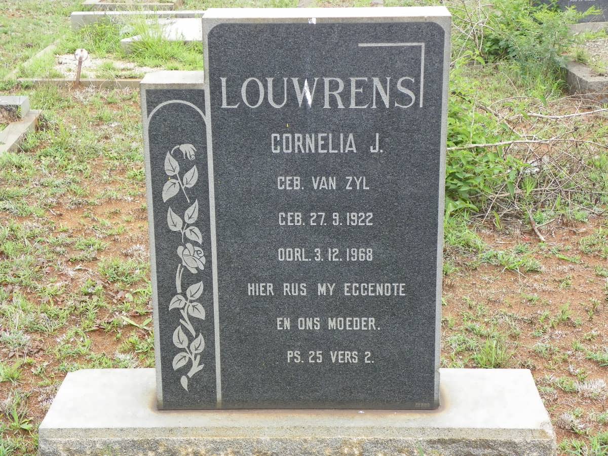 LOUWRENS Cornelia J. nee VAN ZYL 1922-1968