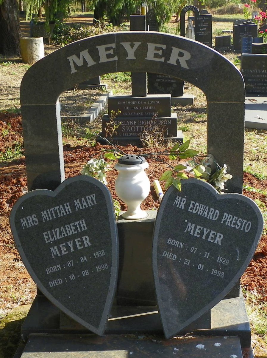 MEYER Edward Presto 1929-1998 &amp; Mittah Mary Elizabeth 1938-1998