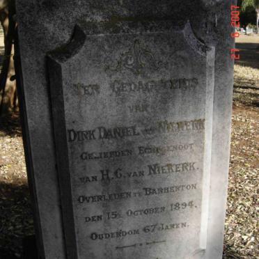 NIEKERK Dirk Daniel, van  -1894