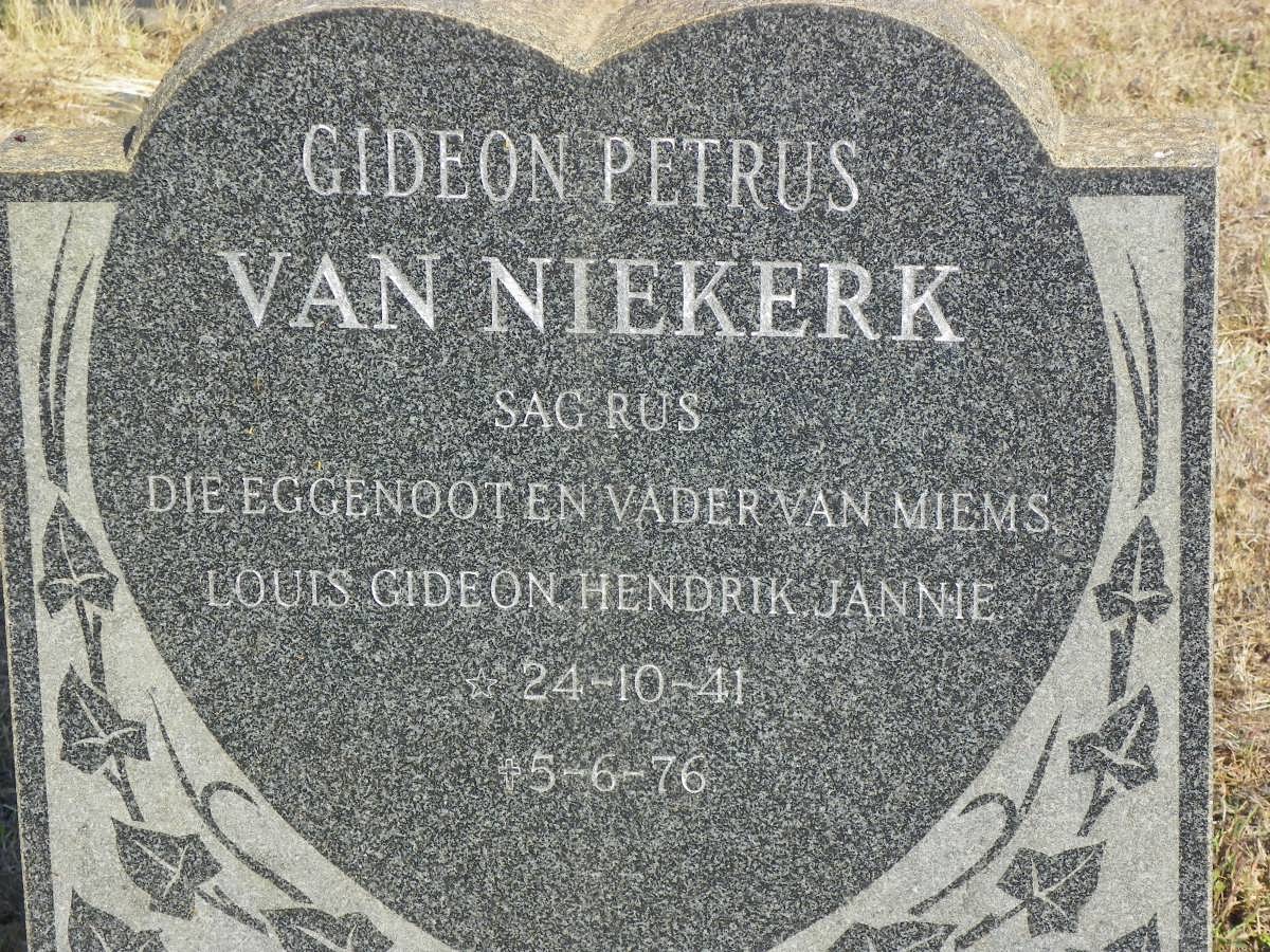 NIEKERK Gideon Petrus, van 1941-1976