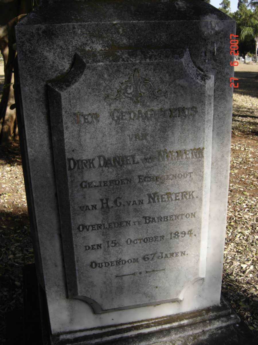 NIEKERK Dirk Daniel, van  -1894
