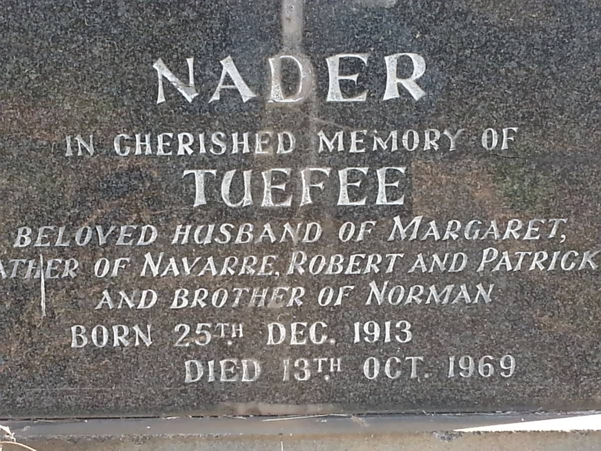 NADER Tuefee 1913-1969