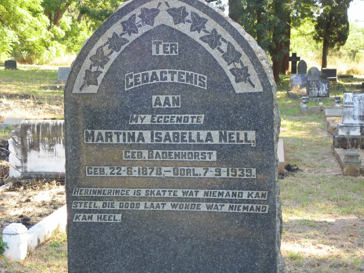 NELL Martina Isabella nee BADENHORST 1878-1939
