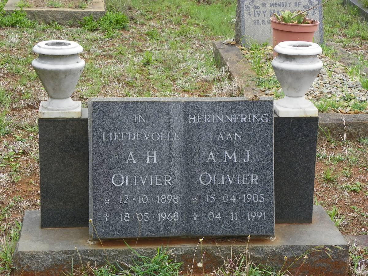 OLIVIER A.H. 1898-1968 &amp; A.M.J. 1905-1991