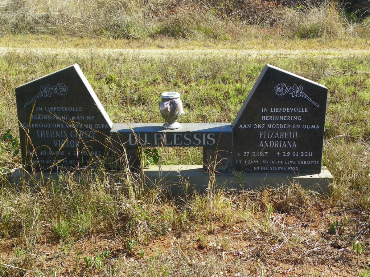 PLESSIS Theunis Gertze Victor, du 1916-1983 &amp; Elizabeth Andriana 1917-2011