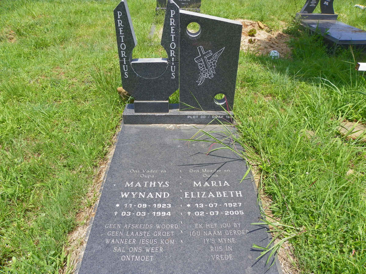 PRETORIUS Mathys Wynand 1923-1994 &amp; Maria Elizabeth 1927-2005