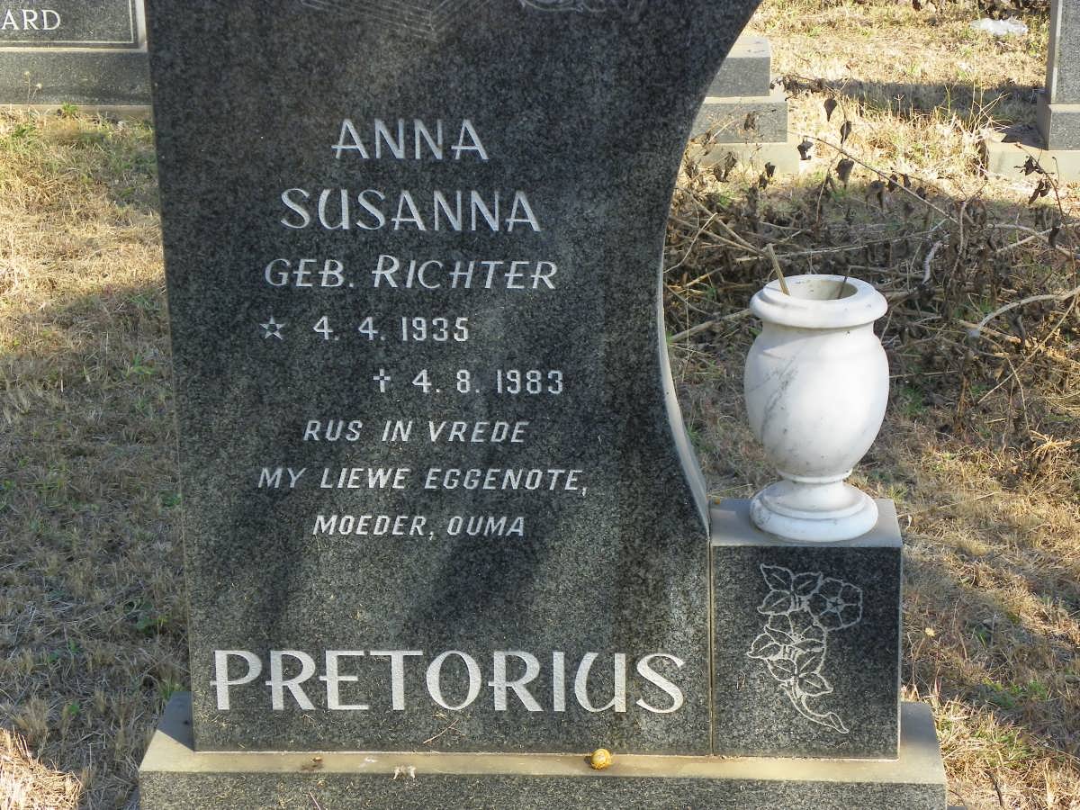 PRETORIUS Anna Susanna nee RICHTER 1935-1983