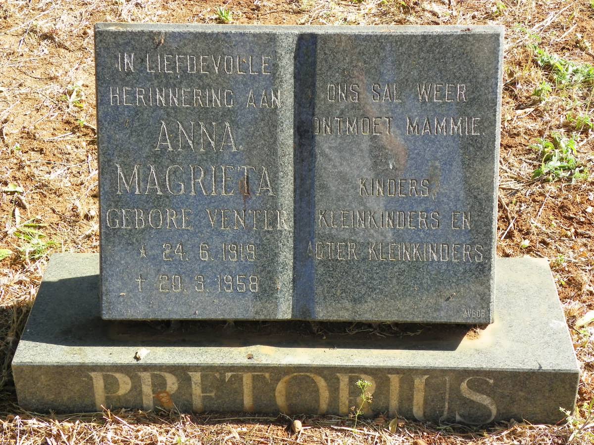 PRETORIUS Anna Magrieta nee VENTER 1919-1958